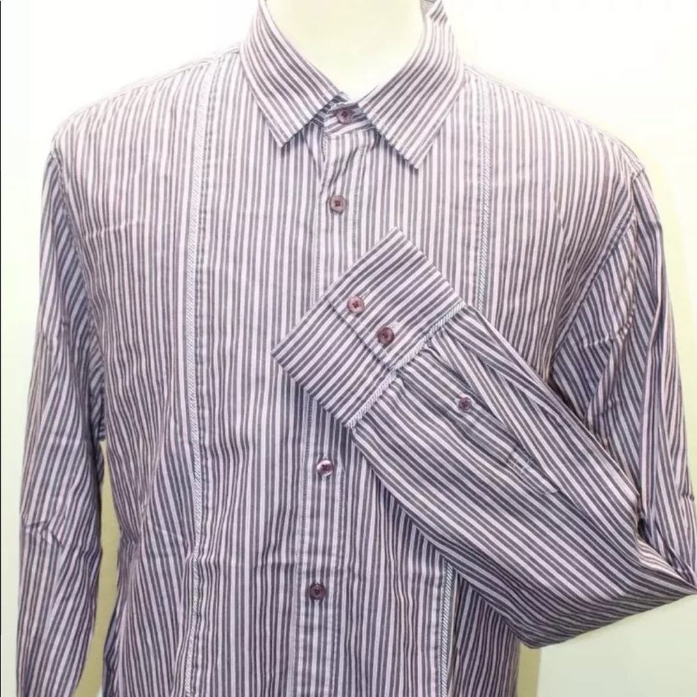 Guess Violet Men Shirt Polo Tuxedo Style XXL Violet Stripe 100% Cotton
